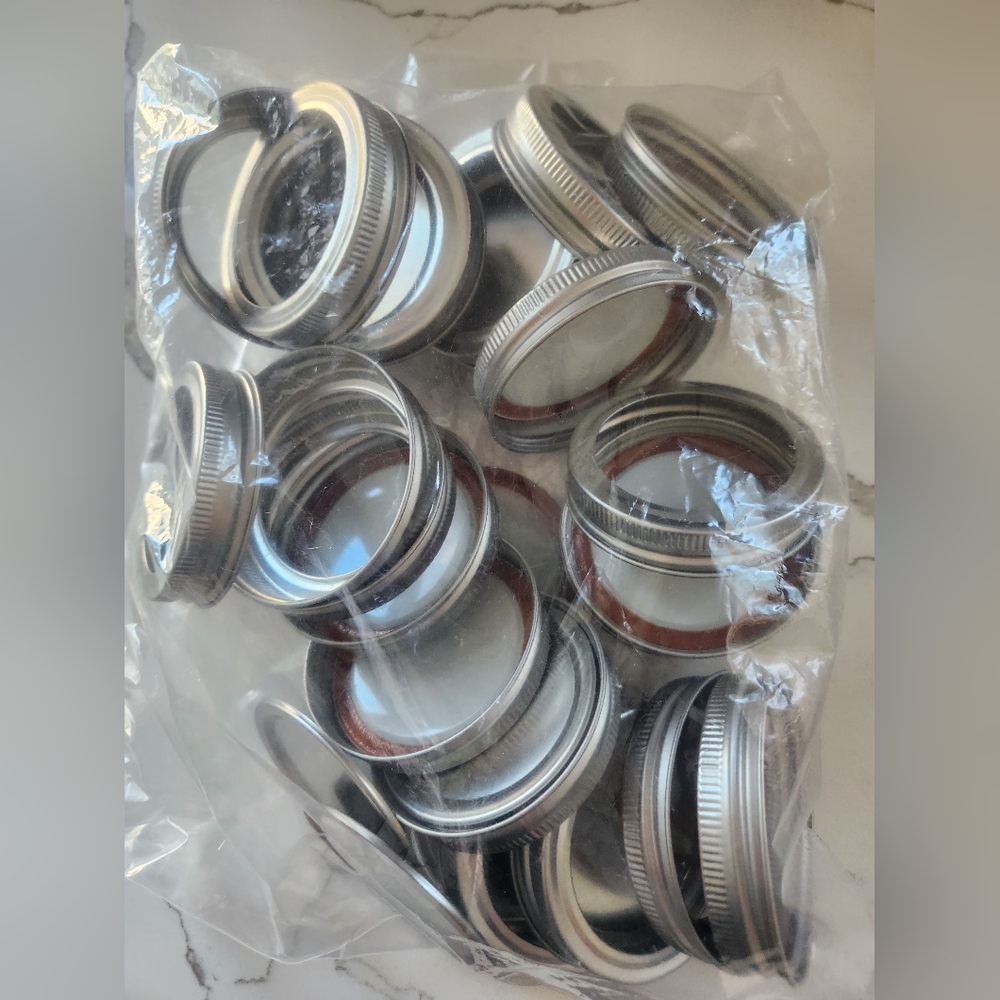 Silver Mason Jar Lids with Seals - Pack of Metal Caps